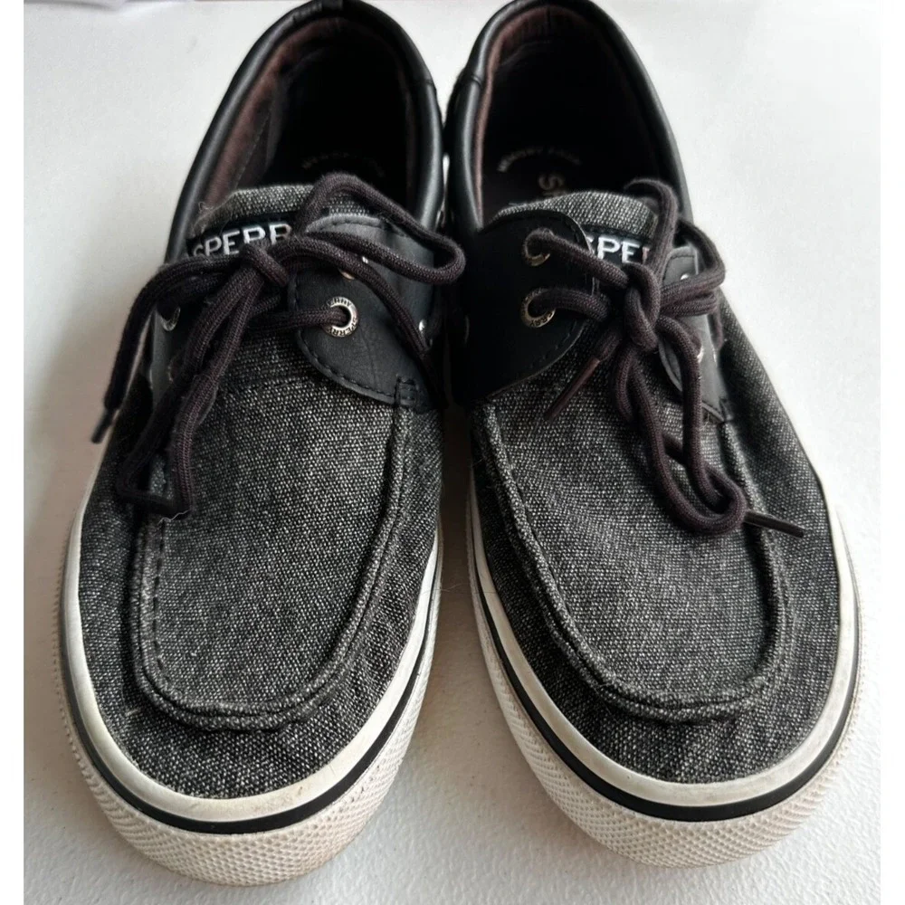Sperry Top Sider Boat Shoes Mens 8 Dark Gray 2 Eye Lace Up STS23000 Preppy Nauti